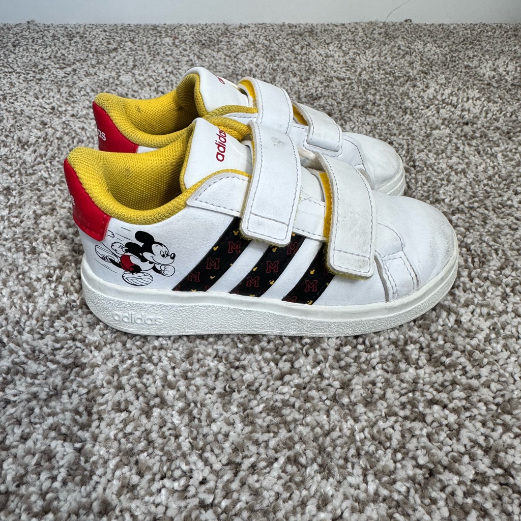 Adidas White And Yellow Mickey Mouse Sneakers